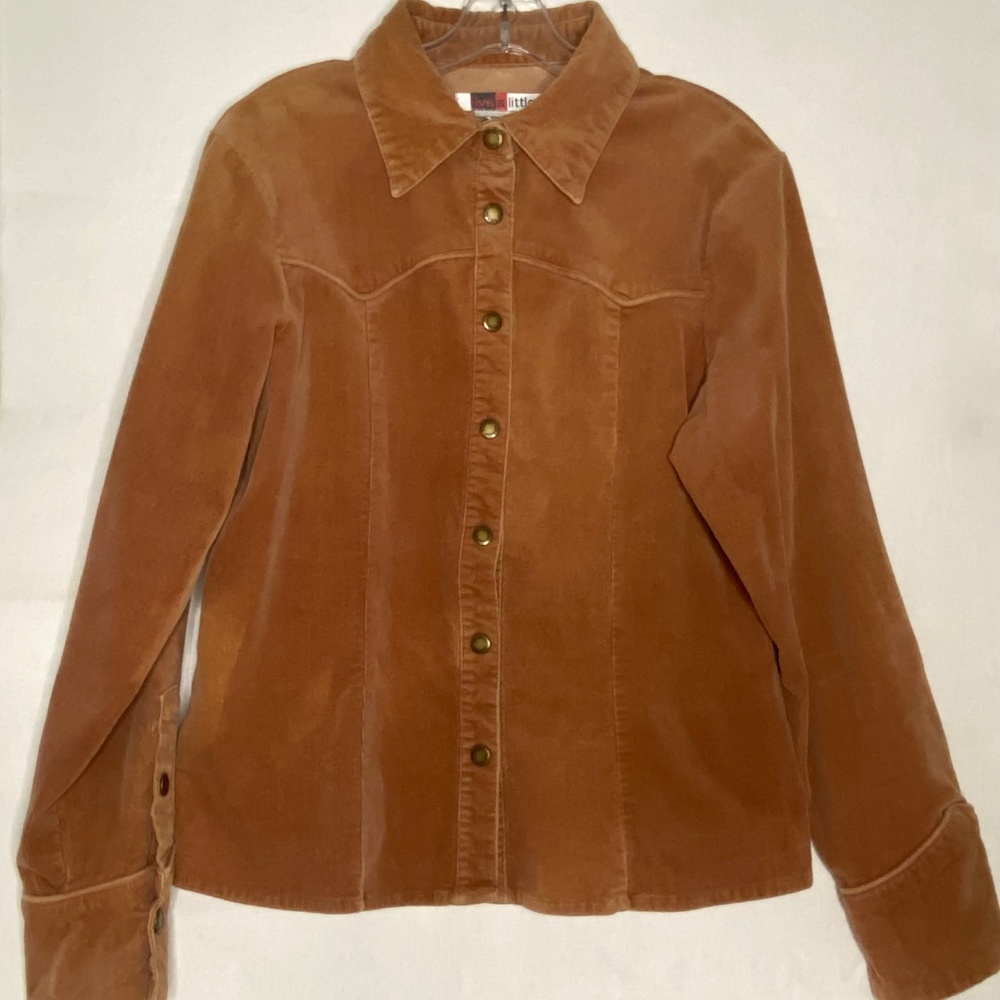 Vintage Live A Little Cotton Suede Corduroy Jacket Button Up 70's Flare Size L - Picture 2 of 7